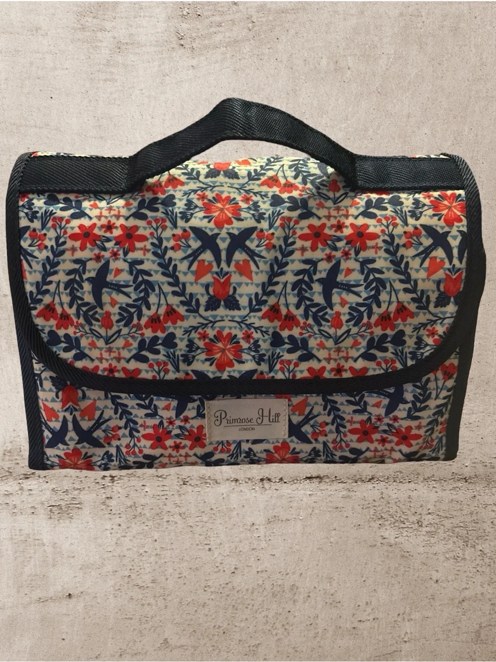 Primrose Hill Floral Foldable Makeup Organizer Bag in Cream, Navy & Coral